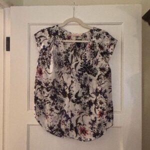 Rebecca Taylor Cap Sleeve 100% silk floral blouse size 6